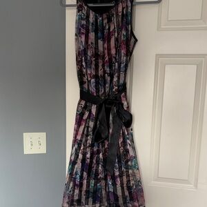 SLNY Multicolor Pleated Midi Dress